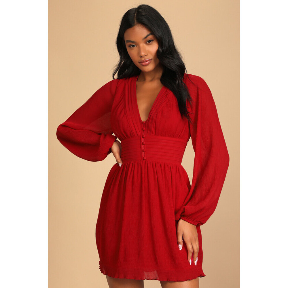 Lulus Devoted Romance Wine Red Backless Dress With Pockets - Size M